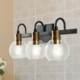 thumbnail image 5 of JONATHAN Y Marais 21.5" 3-Light Iron/Glass Rustic Vintage LED Vanity Light, Black/Brass Gold, 5 of 8