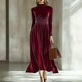 thumbnail image 6 of MELDVDIB Dresses for Women Velvet Turtleneck Long Sleeve Slim Spring Fall Long Dress Fashion Casual Solid Color Outfits, 6 of 6