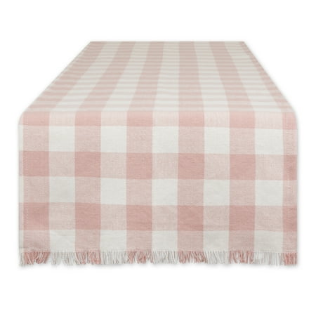 

Pale Mauve Heavyweight Check Fringed Table Runner 14x108
