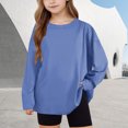 thumbnail image 3 of HAOTAGS Girls Boys Soft Long-Sleeve Tee, Casual Unisex Lightweight Pullover Tops Navy 8 Years, 3 of 10
