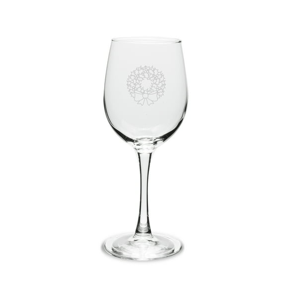 Wreath 12 oz. Deep Etched Wine Glass