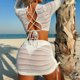 thumbnail image 5 of Traje de baño de 2 piezas para mujer, trajes de baño para mujer, bikini de moda con cuello colgante y borde estampado para mujer, traje de baño de nailon para mujer, 5 of 7
