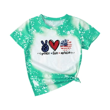 

American Flags Kid Toddler Shirts 3D Graphic Printed Tees Boys Girls Novelty Fashion Short Sleeve T Shirts Unisex Casual 4Th Of July Tops Shirt Green 11Y
