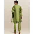 thumbnail image 2 of SKAVIJ Kurta Pajama Jacket Scarf 4-Piece Set Embroidered Wedding Party Dress Green L, 2 of 5