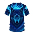 thumbnail image 4 of Blue Wolf Flame Print T-Shirt Men's Casual Outdoor Adventure Fashion Tops, 4 of 5