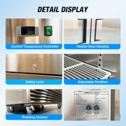 Commercial Reach in Freezer, 54 x 30 1/2 x 82, 49 cu.ft., Double Door Stainless Steel Freezer, NSF certified