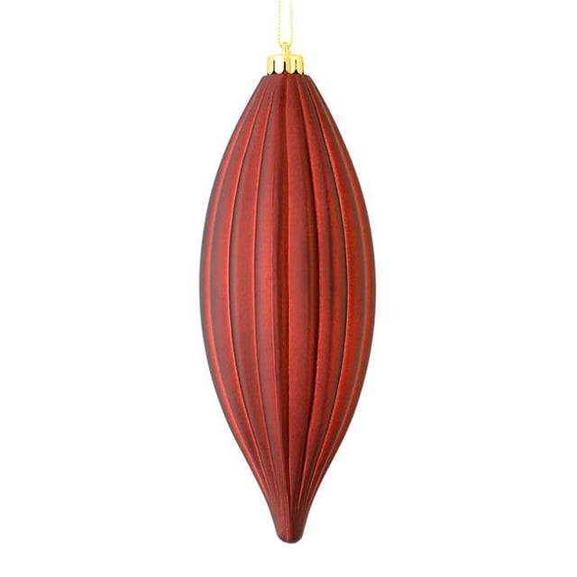 Vickerman M183265M 8 in. Burgundy Matte Line Finial Ornament 4 per Bag