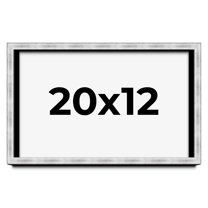 20x12 Frame Brushed Silver Solid Wood Picture Frame | 0.75 Inch Moulding Width | Rabbet Depth 0.75
