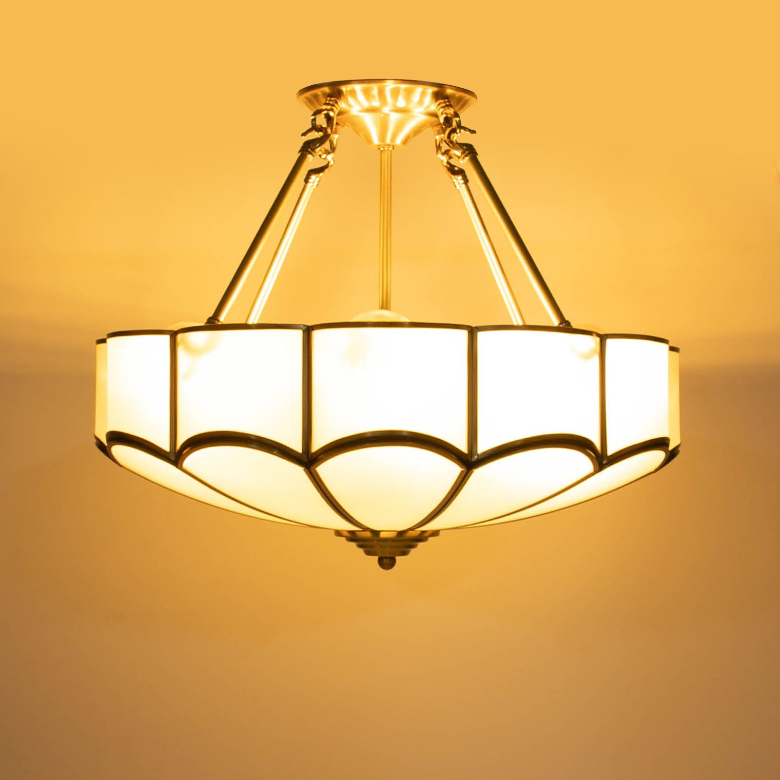 Vintage Ceiling Light Flower Shape Ceiling Light Glass Ceiling Light 17.72*5.9in