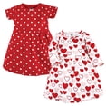 thumbnail image 1 of Hudson Baby Robes en Coton pour Bébé et Tout-Petit Fille, Cœurs Rouges et Roses, 0-3 Mois, 1 of 4