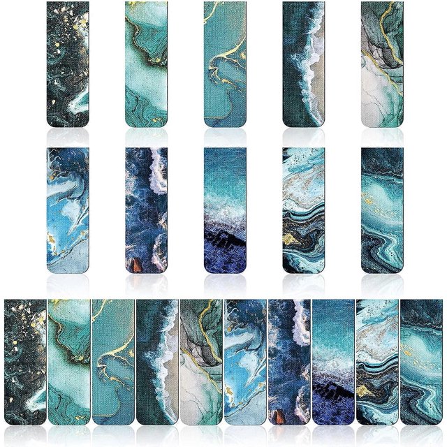 Magnetic Bookmarks Magnet Page Markers Assorted Book Markers Durable Magnetic Page Clip for Students Teachers Reading, Multi Ocean Patterns (20 Pieces