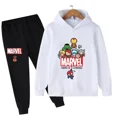 thumbnail image 2 of Sudadera con capucha y pantalones con estampado de Spiderman de Marvel para niños, 2 piezas, traje de primavera, otoño e invierno, ropa para niños y niñas, conjunto deportivo informal, 2 of 5