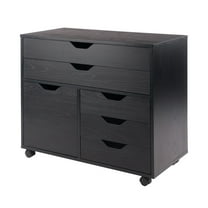 Ergode Halifax 3-Section Mobile Storage Cabinet with Drawers and Side Compartment – Versatile Organizer for Crafts, Tools, and Home Essentials in Black Finish