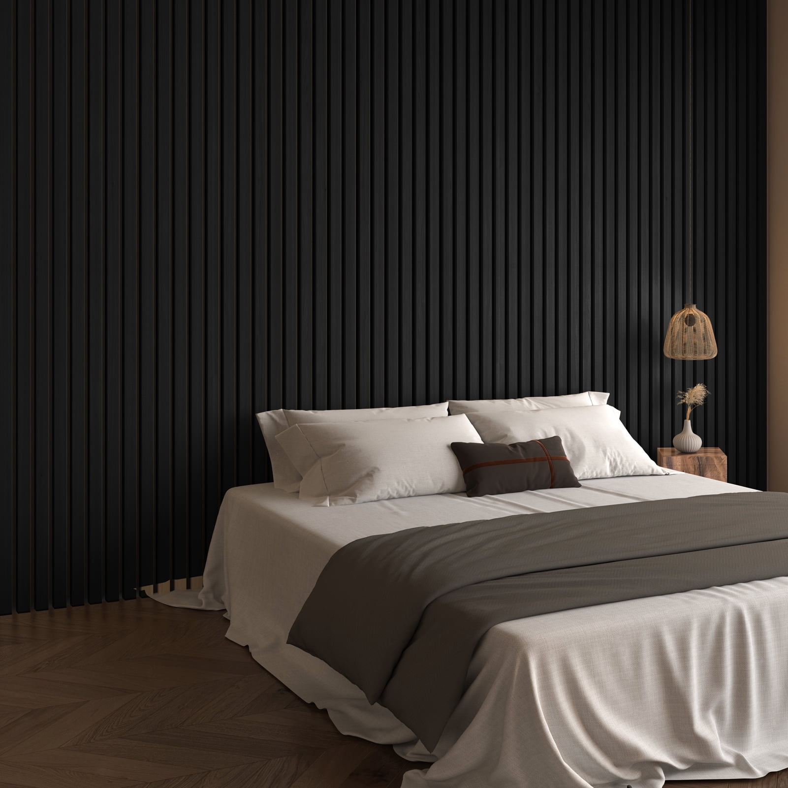4Pcs 24" x 12" Wood Slat Acoustic Wall Paneling for Modern Interior wall Decor,MDF Accent Wooden Wall Panels,8 Sq.ft,Gray Oak