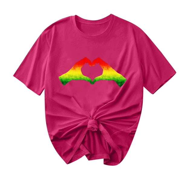 Camiseta de Cuello Redondo Impresa Nueva Moda Casual de Manga Corta de las Mujeres, Mezcla Ligera de Poliéster para la Primavera