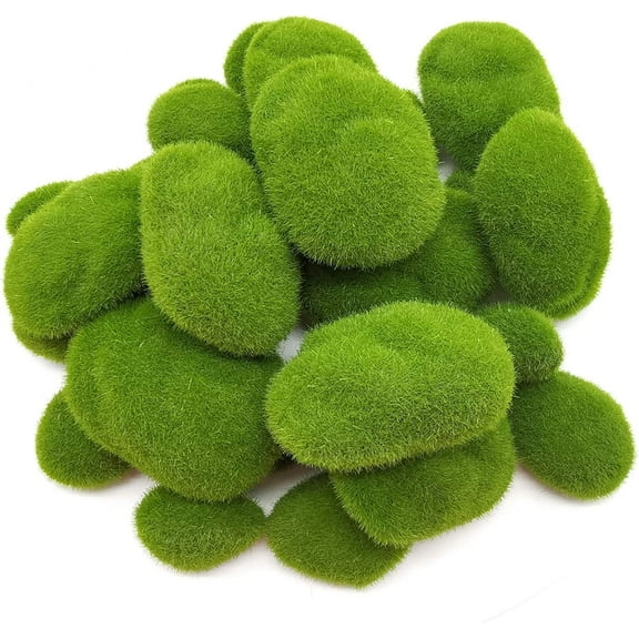 Artificial Moss Rocks,Green Moss Stones Decor,Moss Rocks Decorative,Moss Balls Stones for Floral Gardens,Arrangements and Crafting,Faux Moss Covered Stones,50 Pcs 5 Size