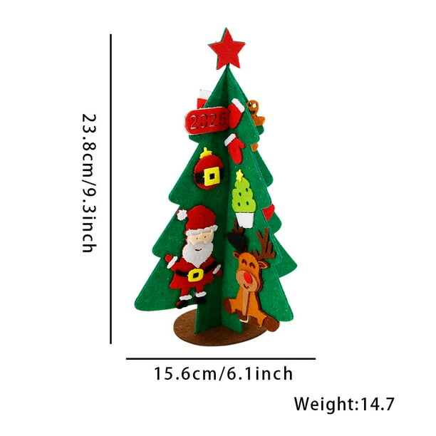 2 piezas Proyecto navideño DIY Árbol de fieltro, Decoración del hogar para Año Nuevo 2025, Decoración de Papá Noel, Regalos de Navidad para niños