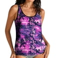 thumbnail image 2 of Xdegoge Swimsuits for Women Scoop Neck Tummy Control Tankini Tops Smooth Botanical Floral Print Modest Swimwear, 2 of 8