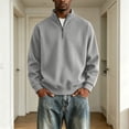 thumbnail image 2 of FRSASU Men's Sweatshirts Half Zip Mock Neck Pullover Ribbed Knit Sweatshirt Casual Slim Fit Fall Winter Tops Gray, 2 of 8