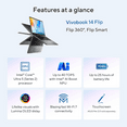 thumbnail image 2 of ASUS Vivobook 14 Flip Laptop Copilot+ PC, 14” OLED WUXGA Touchscreen, 8-Core AI Intel Core Ultra 5 226V, Intel Arc Graphics, 16GB RAM 1TGB SSD, Win 11 H, Matte Gray, TP3407SA-ES54T, w/Stylus Pen, 2 of 9