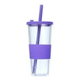 thumbnail image 1 of Verre en Plastique de 710 ml avec Bouchon et Grand Réutilisable Tasse de Thé au Lait Perlé Café Glacé Thé Glacé Smoothie Tasse à Emporter Transparente Isolée Verre à Double Couche., 1 of 6