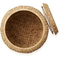 thumbnail image 3 of BOBOKY Round Storage Basket with Lid - Handwoven Water Hyacinth Organizer for Laundry, Blankets, Plants, Bedroom, Living Room, Home Office,Natural, 3 of 5