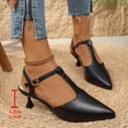 thumbnail image 4 of Aobny Heels Shoes for Women Closed Toe Heels High Heels Thin Closed Pointed Toe Shoes Peak Toe Black Soft Toe Buckle Casual Shoes for Women,Size 38, 4 of 9