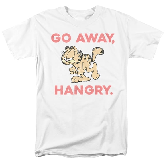 Garfield Go Away, Hangry Unisex Adult T Shirt (X-Large) White