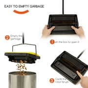 Reecoo Carpet Sweeper Manual for Floor Sweep with Large Capacity Dustbin, Non Electric, Yellow