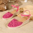 thumbnail image 7 of CYMMPU Women's Lace Crochet Ankle Strap Espadrille Wedge Sandals, Closed Toe Buckle Beach Footwear Hot Pink 38, 7 of 7