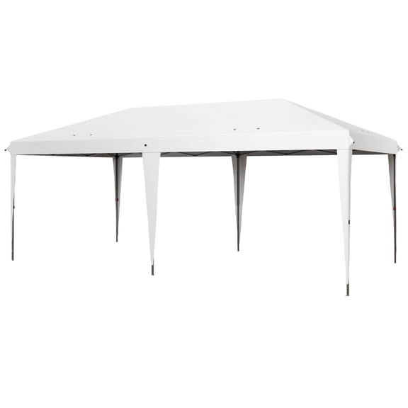 Homiyad Outdoor Gazebo Pop Up Canopy 10x20 Party Tent White Carry Bag | Aosom.com