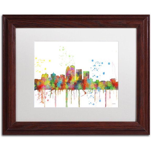 Trademark Fine Art "Louisville Kentucky Skyline Mclr-1" Canvas Art by Marlene Watson, White Matte, Wood Frame