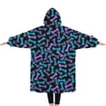thumbnail image 2 of Oversized Wearable Blanket Hoodie,Dog Bones Sherpa Blanket Hoodie with Super Pockets,Super Warm Fuzzy Pullover for Women & Men, 2 of 6