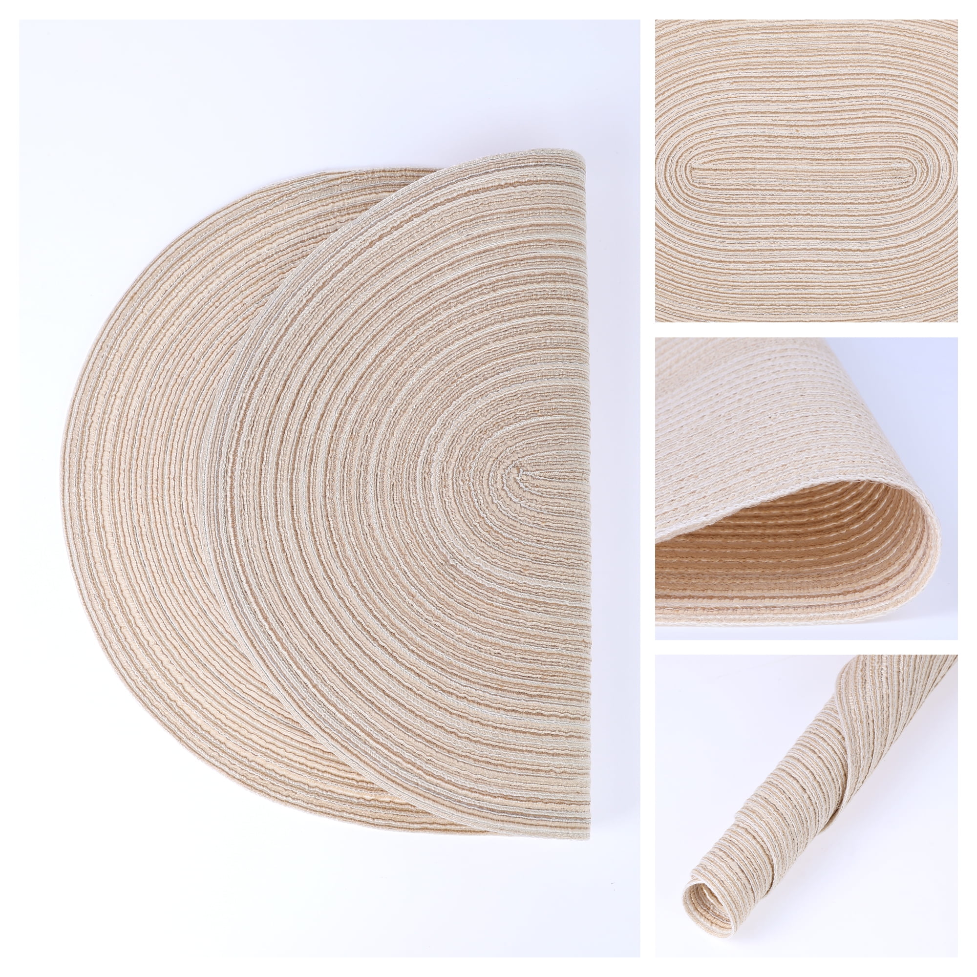 Unique Bargains Farmhouse Placemats Oval Placemats for Dining Table 6pk Beige 19.7x14Inch