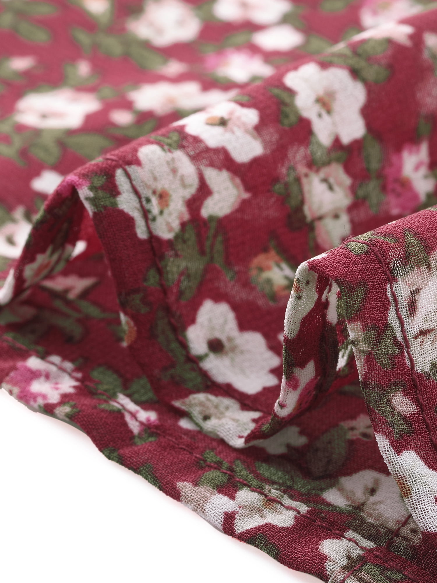 DARING DIVA Ruffle V Neck Cap Sleeve Chiffon Floral Blouses S Dark Red