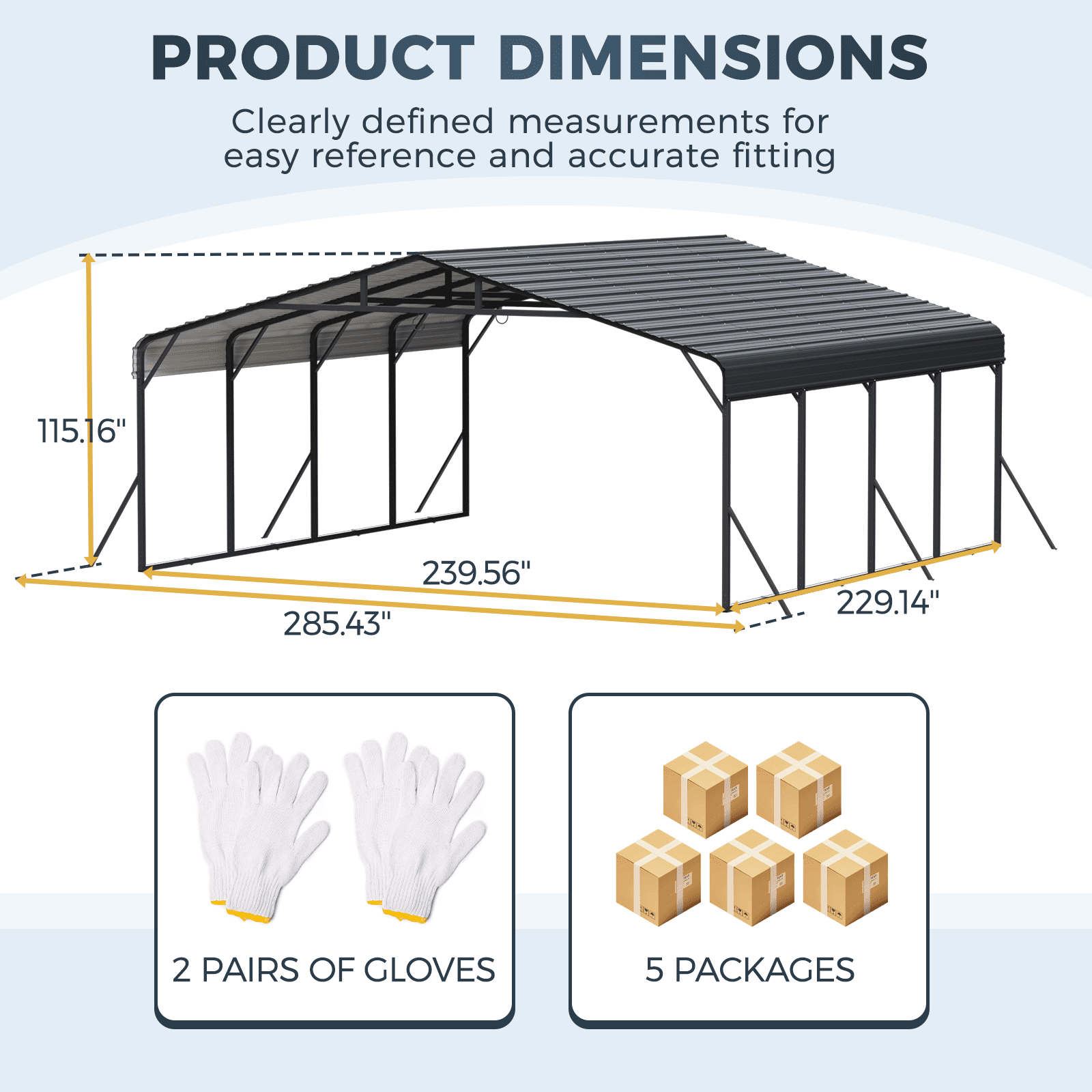 20x20FT Metal Carport, Heavy Duty Carport with Galvanized Steel Roof and Enhanced Base, Upgraded Large Outdoor Canopy, Metal Garage for Cars, Boats, Trucks, Gray (20x20FT)