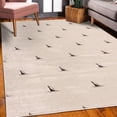thumbnail image 3 of Sea Animals Decorative Rug, Pattern of Shark Fins Speedy Fish Hunting Minimalistic Design Art Print, Quality Carpet for Bedroom Dorm and Living Room, 6 Sizes, Pale Eggshell, by Ambesonne, 3 of 4