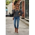 thumbnail image 4 of Autumn And Winter V-neck Patchwork Long-sleeved V-neck T-shirt Women's Tops, 4 of 7