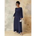 thumbnail image 4 of Blue Women Burgundy Autumn Modest Formal Elegant Wedding Evening Maxi Dress, 4 of 6