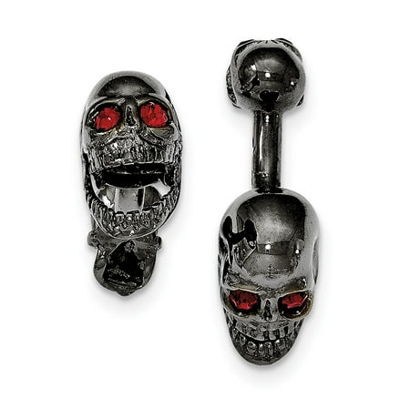 Purple Swarovski Crystal Silver Plated Cufflinks - Sterling Silver Ruthenium plated Swarovski Crystal Movable Skull Cuff Link
