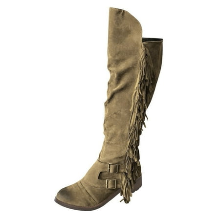 

Womens Boots Casual The for Fringe Retro Knee Over Long Heels Boots
