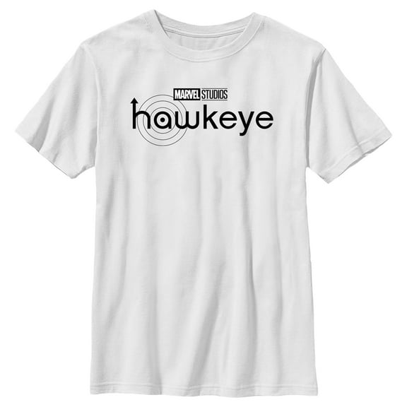 Boy's Marvel Hawkeye Black and White Logo  Graphic Tee White Medium