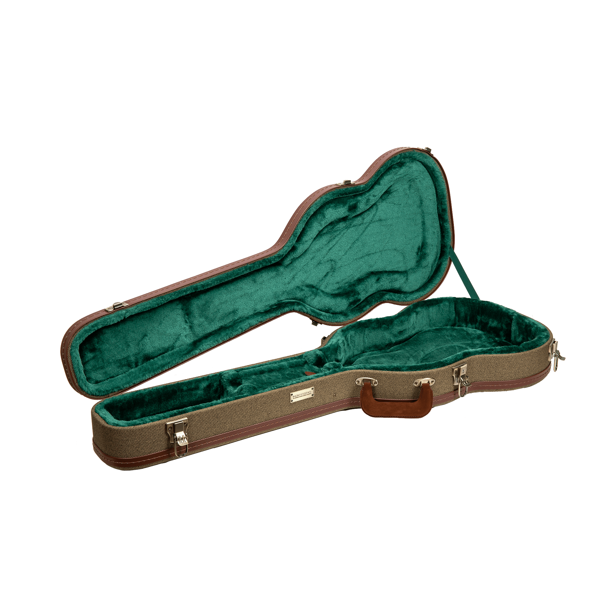 Crossrock Master Series - Wooden SG Electric Guitar Case - Security Lock, Genuine Leather Handle, Reinforced Hardware, Metal Feet, Storage Space- Olive Green Tweed