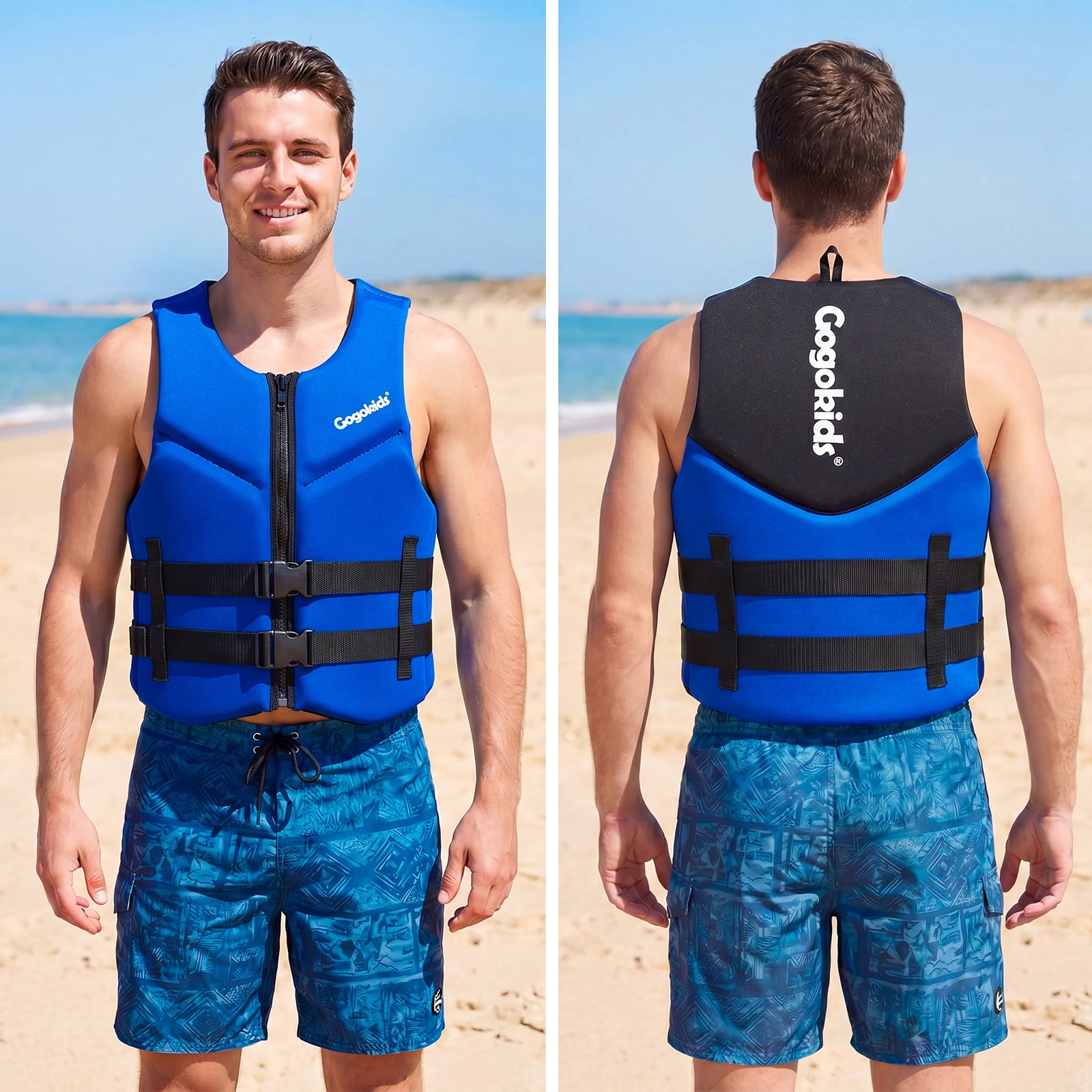 Gogokids Life Jacket Swim Vest for Adult Women men,Foldable Buoyancy Vest with Dual Buckle,Float Jacket for Boating,Kayaking,Swimming,Paddle and Fishing
