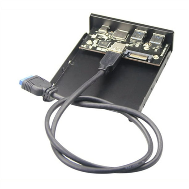 Lector de Tarjetas Interno USB 3.0 Micro-SD/TF Flash 3.5, Panel Frontal USB-C Tipo C, Concentrador de Disquete con Dos Puertos USB 3.0 para 3.5 Pulgadas Abierto