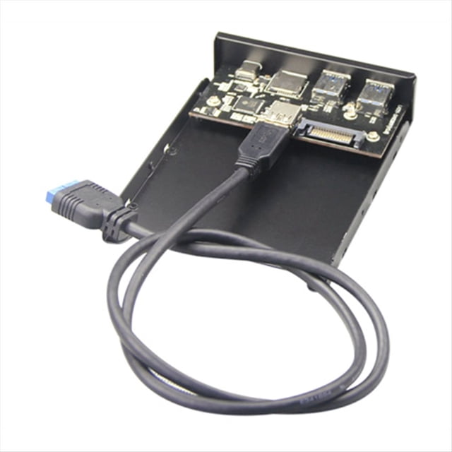 Lector de Tarjetas Interno USB 3.0 Micro-SD/TF Flash 3.5, Panel Frontal USB-C Tipo C, Concentrador de Disquete con Dos Puertos USB 3.0 para 3.5 Pulgadas Abierto