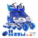 thumbnail image 1 of Patines en línea para niños, tamaño ajustable, divertidos, iluminados, resistentes a los impactos, con ruedas iluminadas, color azul y blanco, 1 of 14