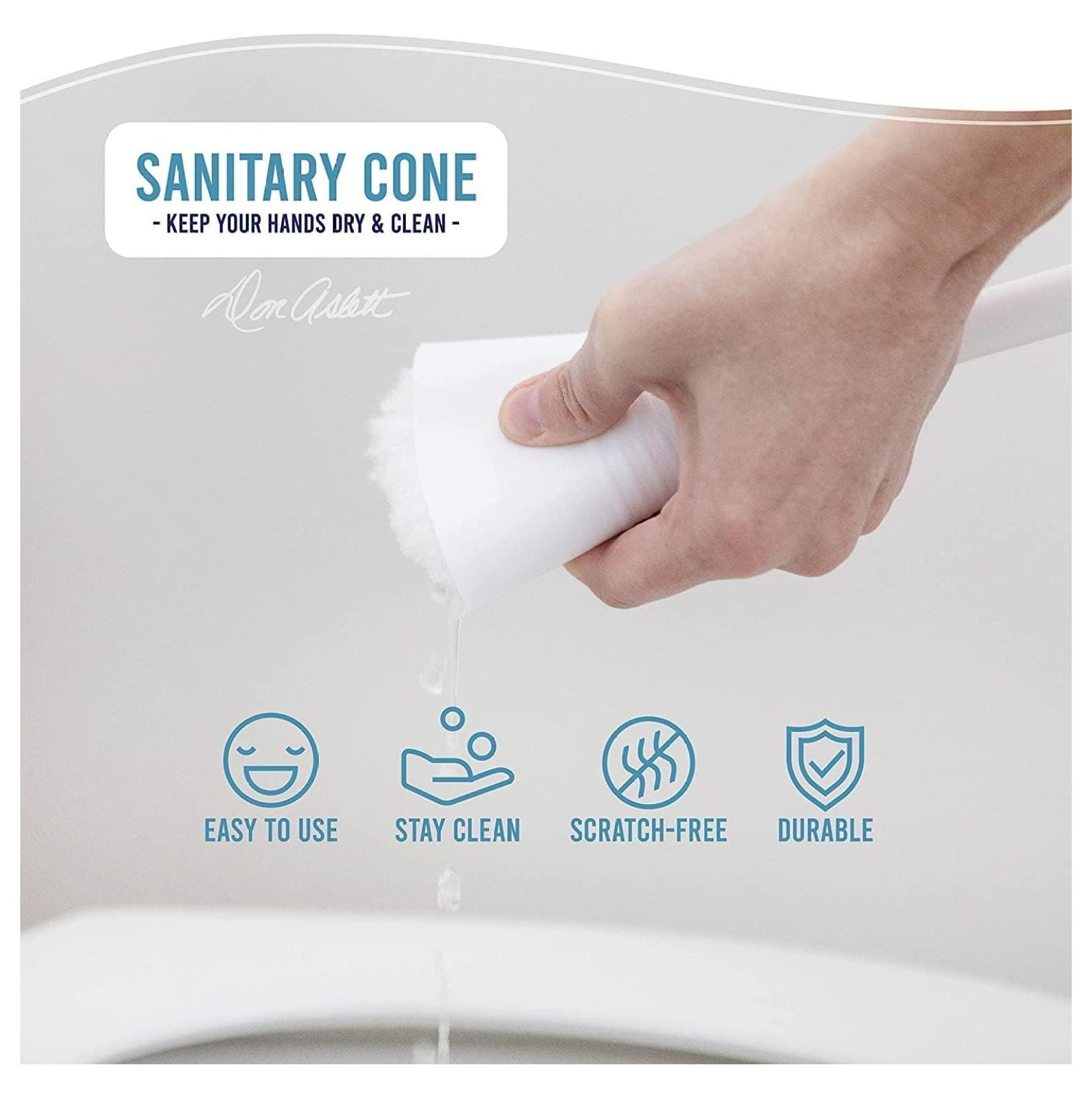 Johnny Mop | Set of 5 Toilet Brushes | 14" Handle to Easily Clean Toilet or Shower | Scratch Free Bowl Swab | Safe to Use with Your Favorite Toilet Bowl Cleaner