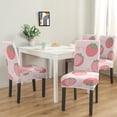 thumbnail image 2 of Strawberry Lover Dining Chair Covers 4 Pack Sweet Red Berry Theme Washable Polyester Stretch Slipcovers Removable Seat Protector for I Love Strawberries Style, 2 of 7