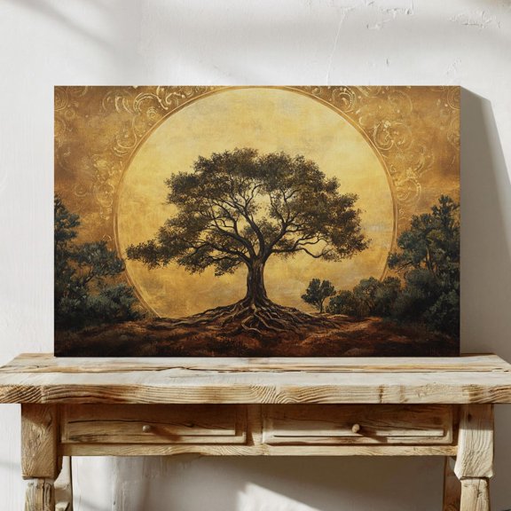 Golden Tree Of Life Wall Art - Radiant Nature-Inspired Hangable Artwork For Home Or Office Décor Wall Art, Modern Wall Decor, 8x12 UNFRAMED